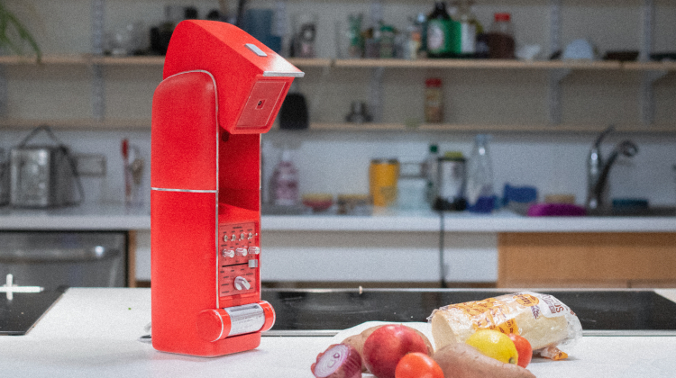 Student-designed device on kitchen counter