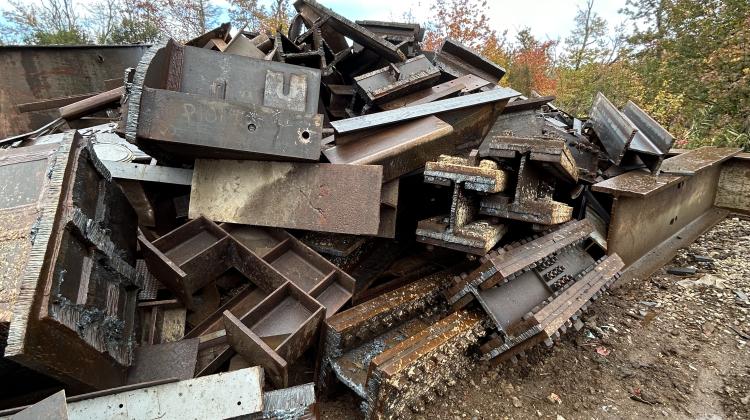 pile of old steel beams