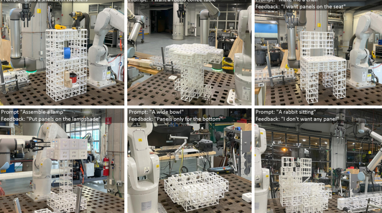 6 photos showing a white plastic chair being assembled