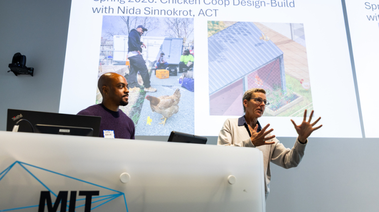 Man and woman at lecturn