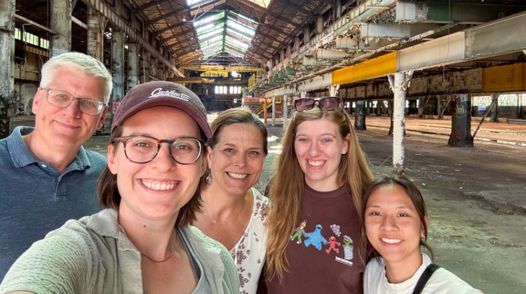 group of students in rail station
