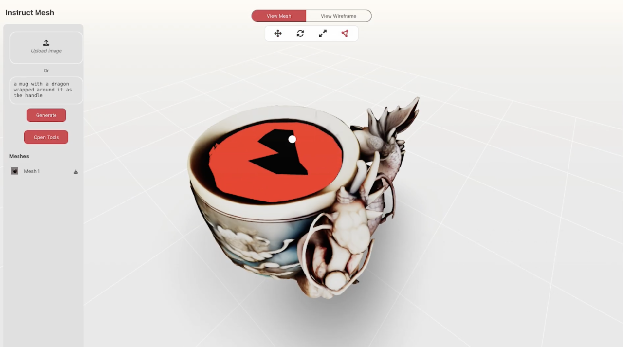 Software view showing a cup being sketched
