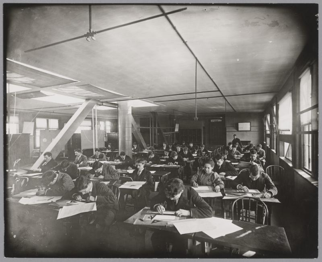 Photo of architectural students working in the Rogers Building