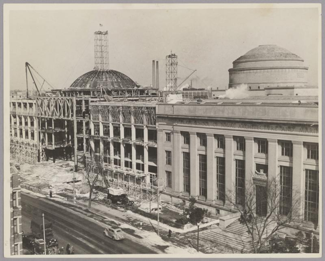 Photograph of the construction of the William Barton Rogers Building.