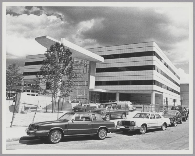 Photograph of the Wiesner Building, home of the Media Lab.