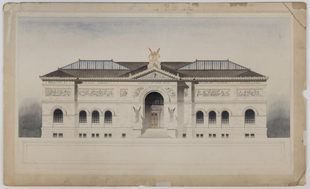 Sophia Hayden's thesis project illustration, a Museum of Fine Arts.